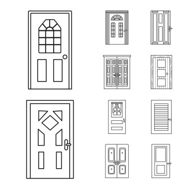 Ev ve tasarım logosu vektör illüstrasyon. Stok için ev ve ofis vektör simgesinin toplanması.