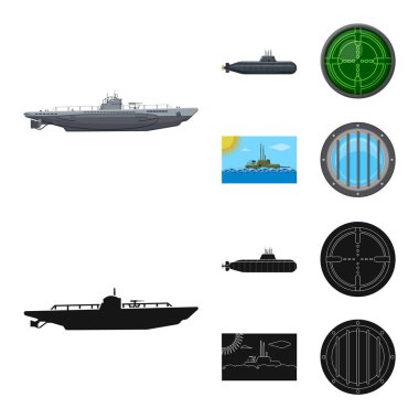Savaş ve gemi sembolü yalıtılmış nesne. Savaş ve filo hisse senedi vektör çizim koleksiyonu.