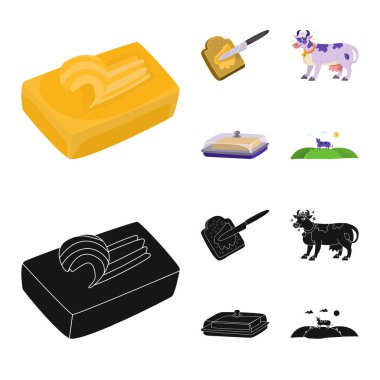 Vektör çizimi krem ve ürün logosu. Ayarla, krem ve çiftlik stok vektör çizim.