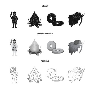 Evrim ve Neolitik simge vektör tasarımı. Evrim ve ilkel stok vektör çizim seti.