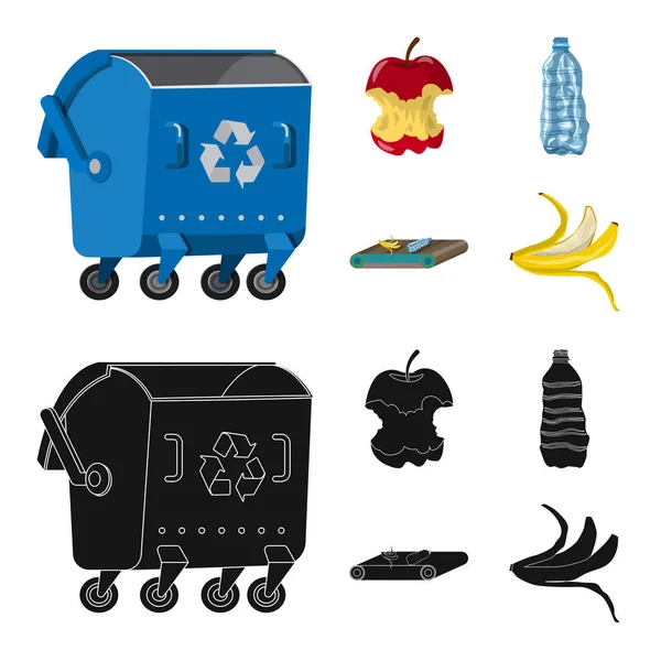 Diseño vectorial de basura e icono de la basura. Recolección de residuos e ilustración de vectores de residuos . — Vector de stock