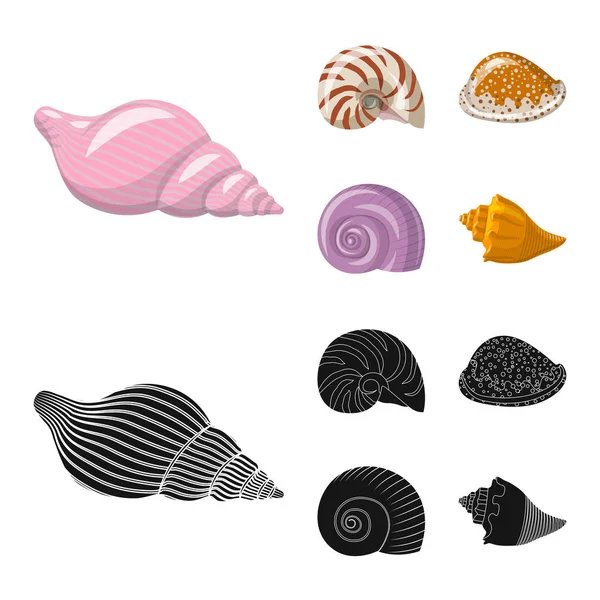 Vektorillustration av kännetecken som är djur- och dekoration. Uppsättning av djur- och ocean aktiesymbol för webben. — Stock vektor