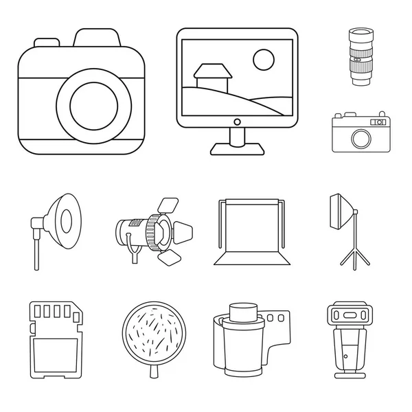 矢量设计摄影和设备标志。一套用于网络的摄影和配件库存符号. — 图库矢量图片