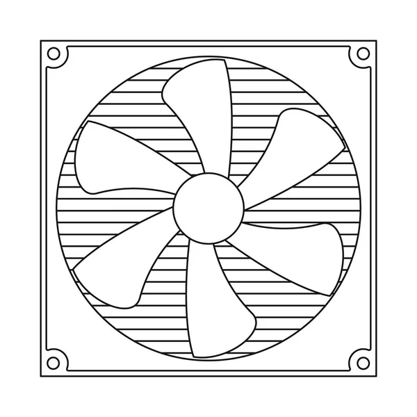 Bilgisayar ve soğutucu işareti yalıtılmış nesne. Bilgisayar ve fan stok vektör illüstrasyon seti. — Stok Vektör