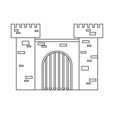 Kale ve kale logosu vektör illüstrasyon. Kale ve kule stok vektör illüstrasyon seti.