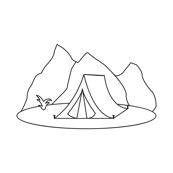 帐篷和山标志的孤立对象。帐篷和夏季库存矢量插图的集合. — 图库矢量图片