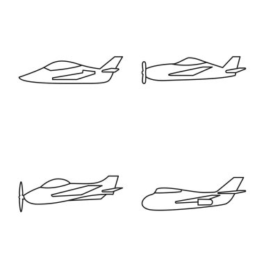 Ticari ve uçuş sembolü vektör illüstrasyon. Stok lar için ticari ve havayolu vektör simgesinin toplanması.