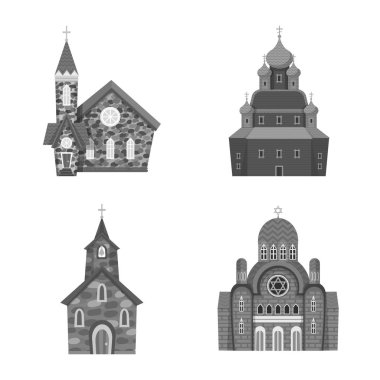 Mimari ve inanç logosu vektör tasarımı. Web için mimari ve geleneksel stok sembolü seti.