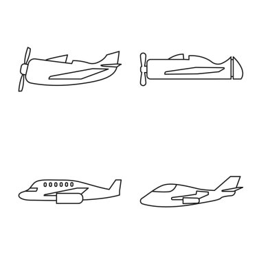 Ticari ve uçuş sembolü vektör tasarımı. Ticari ve havayolu stok vektör illüstrasyon koleksiyonu.