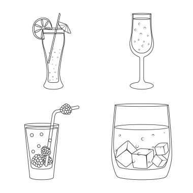 İçecek ve buz sembolü vektör tasarımı. İçecek ve shaker stok vektör illüstrasyon seti.