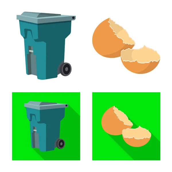 Vector illustration of refuse and junk sign. Collection of refuse and waste stock symbol for web. — Stock Vector