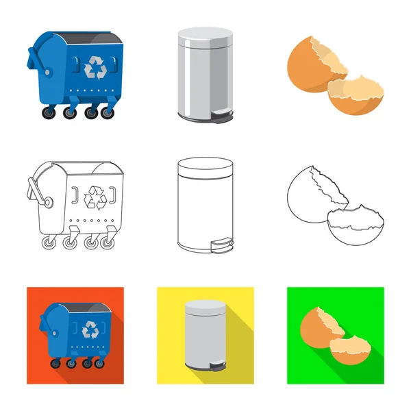 Objeto aislado de basura y símbolo de basura. Recolección de basura y vector de residuos icono para stock . — Vector de stock