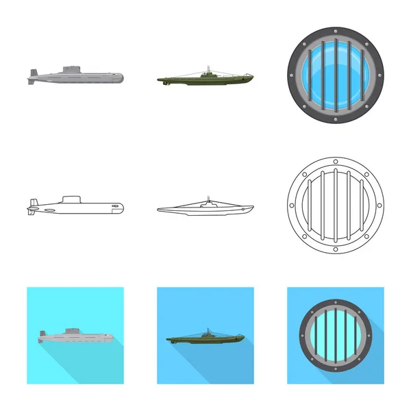 Isolated object of war and ship symbol. Collection of war and fleet stock vector illustration. — Stock Vector
