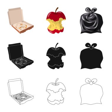 Çöp ve önemsiz simgesinin vektör çizimi. Atık ve atık stok vektör illüstrasyonunun toplanması.