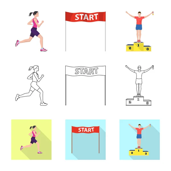 Векторная иллюстрация спорта и знак победителя. Набор символов спорта и фитнеса для веб-сайтов . — стоковый вектор