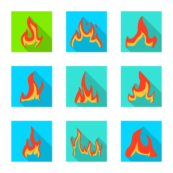 Vector ontwerp van heldere en gevaarlijke teken. Set van heldere en Wildfire vector pictogram voor voorraad. — Stockvector