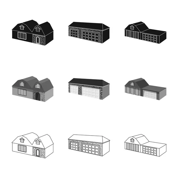 Vector design of facade and housing sign. Set of facade and infrastructure vector icon for stock. — Stock Vector