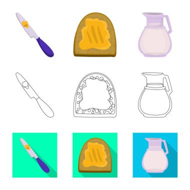 Kremsi yalıtılmış nesne ve ürün simgesi. Ayarla, krem ve çiftlik hisse senedi için vektör simgesi.