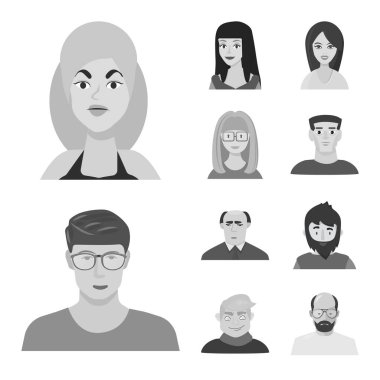 Avatar ve yaratıcı logosu izole nesne. Avatar ve kişi stok vektör illüstrasyon koleksiyonu.