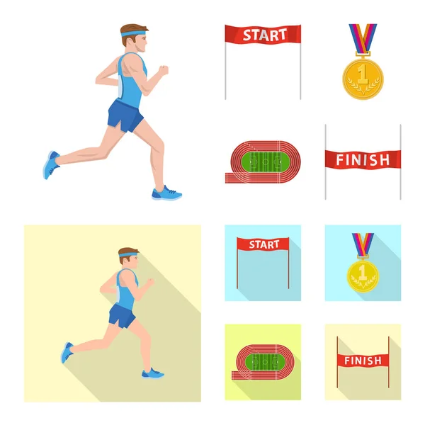 Ilustración vectorial del deporte y símbolo ganador. Conjunto de icono de vector de deporte y fitness para stock . — Vector de stock