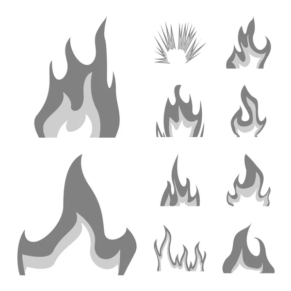 Векторная иллюстрация пламени и логотипа опасности. Набор пылающих и опасных символов запасов для интернета . — стоковый вектор