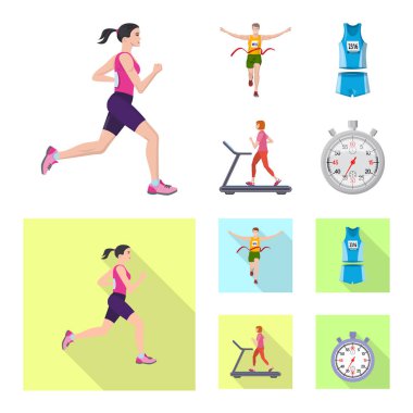 Spor ve kazanan simge vektör tasarımı. Spor ve fitness hisse senedi vektör çizim seti.