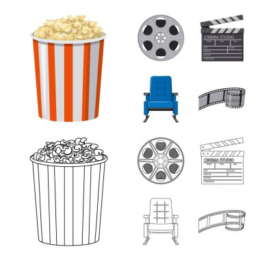 Televizyon ve film simgesi yalıtılmış nesne. Televizyon ve hisse senedi vektör çizim ile ilgilenen koleksiyonu.