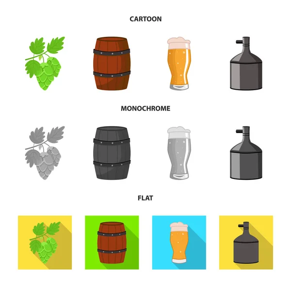 Vector illustration of brewery and brewing logo. Set of brewery and ingredient stock symbol for web. — Stock Vector