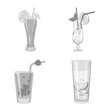 Çubuk ve çalkalayıcı sembolünün vektör çizimi. Bar ve restoran stok vektör illüstrasyon seti.