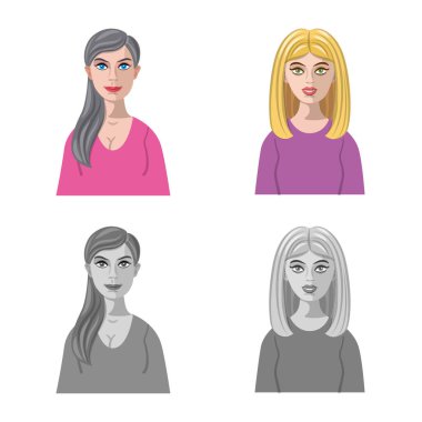 Vektör tasarımı bir saç modeli ve meslek işaret. Hisse senedi simgesi web için saç modeli ve karakter kümesi.