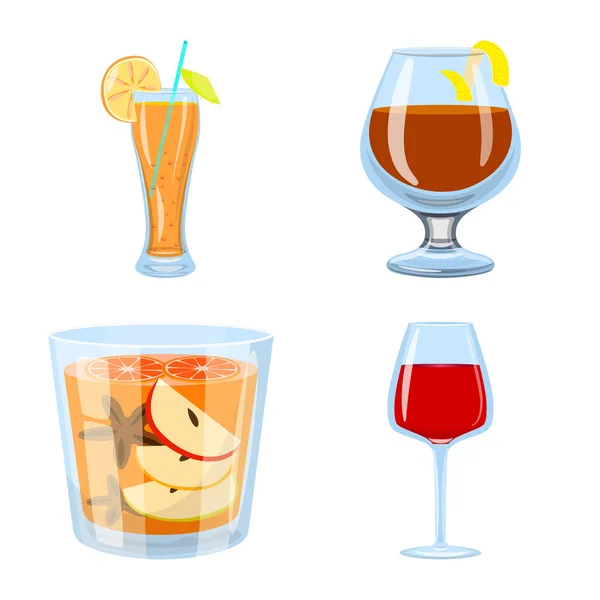 Isolated object of cocktail and drink symbol. Set of cocktail and ice stock symbol for web. — Stock Vector