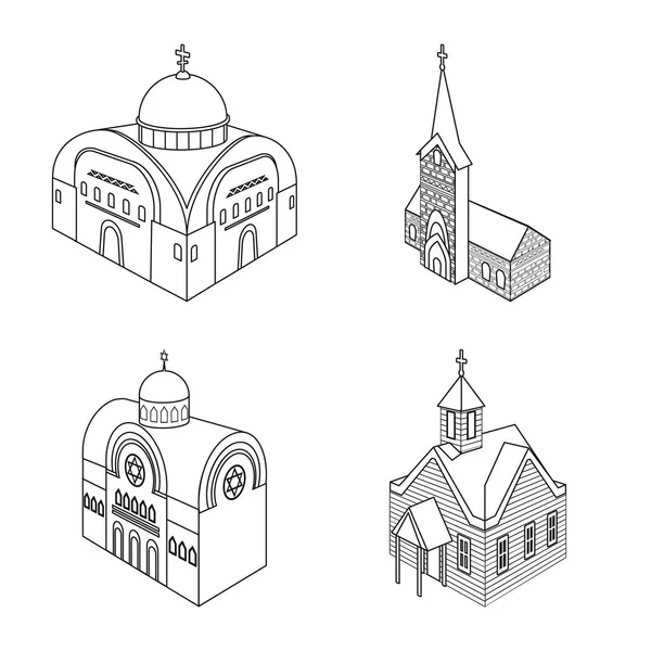 Mimari ve bina işareti vektör tasarımı. Stok lar için mimari ve din adamları vektör simgesi kümesi.