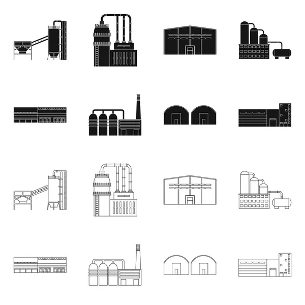 Векторний дизайн логотипу виробництва та структури. Колекція виробничих і технологічних запасів Векторні ілюстрації . — стоковий вектор