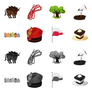 Geleneksel yalıtılmış nesne ve tur logosu. Simge stok vektör çizim ve geleneksel topluluğu.