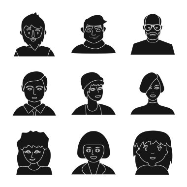 Avatar ve meslek logosu vektör tasarımı. Stok için avatar ve kişi vektör simgesi kümesi.