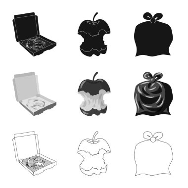 Çöp ve önemsiz sembolü vektör Illustration. Çöp ve atık stok vektör çizim seti.