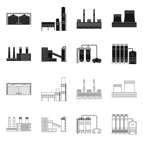 Diseño vectorial del símbolo de producción y estructura. Conjunto de símbolo de stock de producción y tecnología para web . — Vector de stock