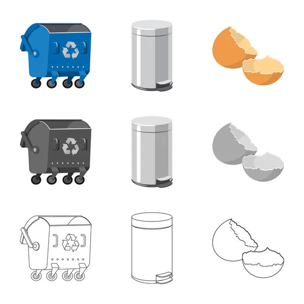 Ilustração vetorial do símbolo de lixo e lixo. Conjunto de resíduos e de resíduos símbolo de material para a web . —  Vetores de Stock