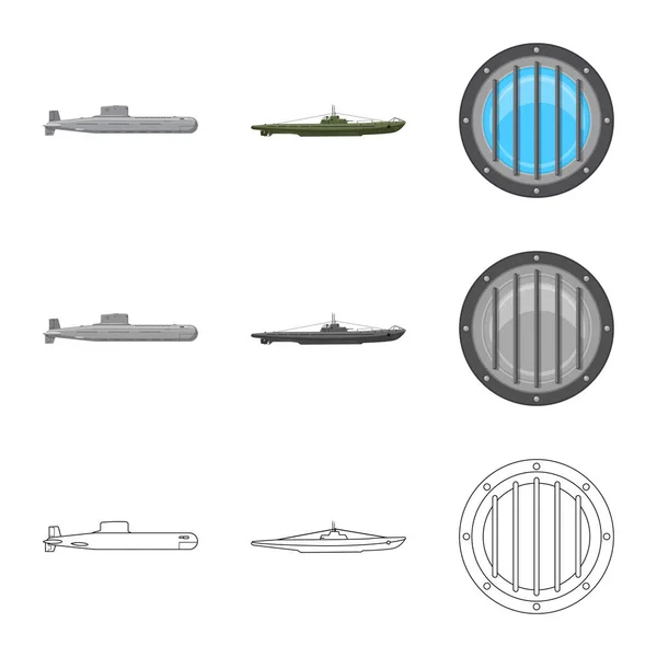 Diseño vectorial de guerra y logotipo del barco. Conjunto de guerra y flota stock vector ilustración . — Vector de stock