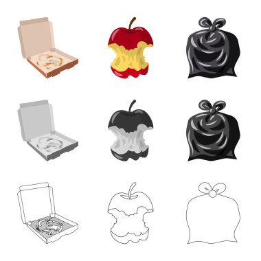 Çöp ve önemsiz sembolü vektör Illustration. Web için çöp ve atık stok sembolü koleksiyonu.