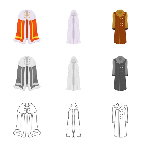 Diseño vectorial del material y logotipo de la ropa. Conjunto de material e ilustración de vectores de prendas de vestir . — Archivo Imágenes Vectoriales
