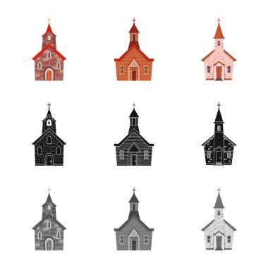 Tarikat ve tapınak ikonunun vektör tasarımı. Web için tarikat ve kilise hisse senedi koleksiyonu.