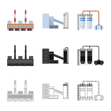 Vektör tasarım üretim ve yapısı sembolü. Üretim ve teknoloji hisse senedi vektör çizim.