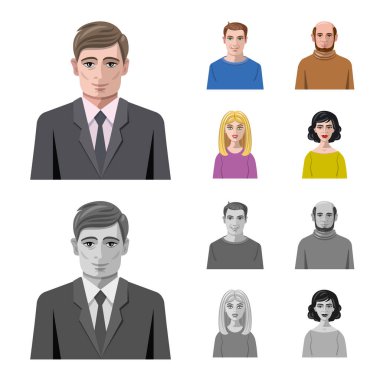 Saç modeli ve meslek simgesi yalıtılmış nesne. Hisse senedi simgesi web için saç modeli ve karakter kümesi.