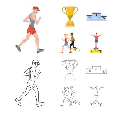 Spor ve kazanan simgesi yalıtılmış nesne. Spor ve fitness hisse senedi vektör çizim seti.