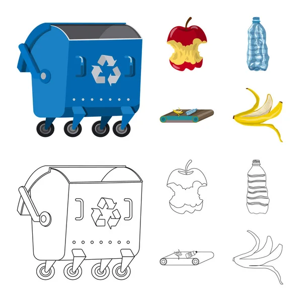 Diseño vectorial de basura y señal de basura. Conjunto de basura y vector de residuos icono para stock . — Vector de stock