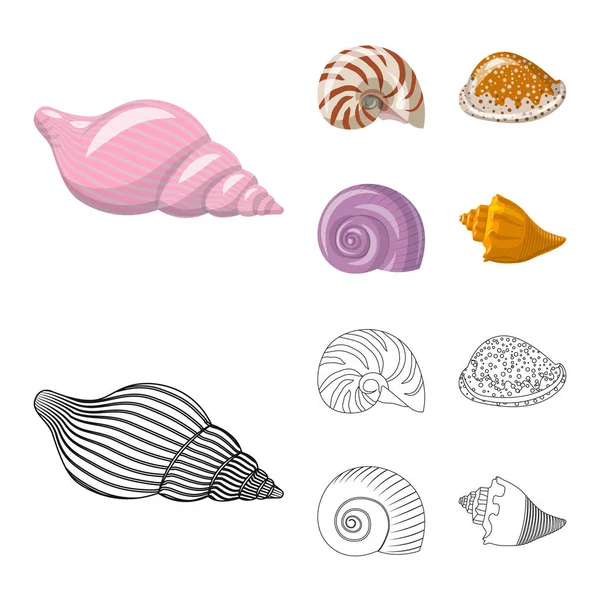 Geïsoleerde object van dier en decoratie logo. Set van dier en Oceaan aandelensymbool voor web. — Stockvector