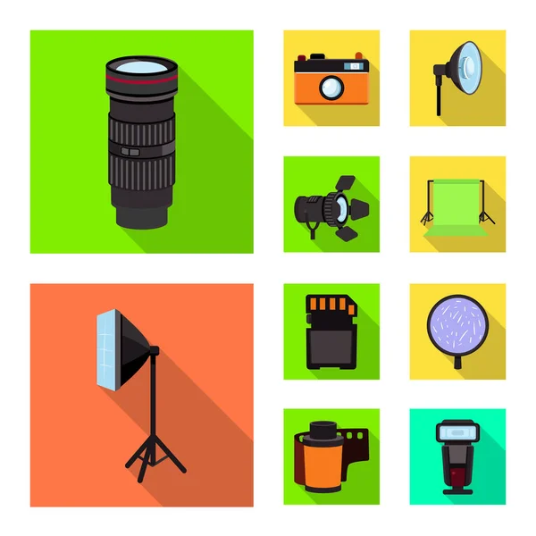 Vektorillustration des Fotoshootings und Arbeitssymbols. Reihe von Fotoshootings und Hobbys Vektor-Symbol für Aktien. — Stockvektor