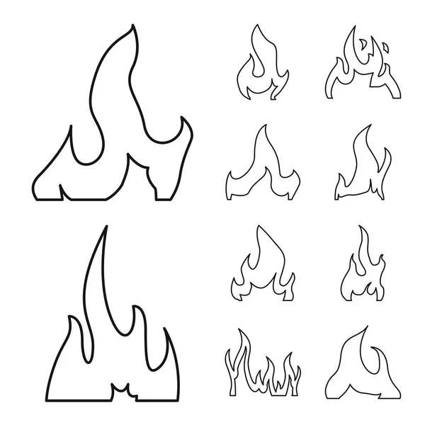 Wektor projekt ognia i znak ognisku. Kolekcja Blaze i niebezpieczna ilustracja wektora zapasów. — Wektor stockowy