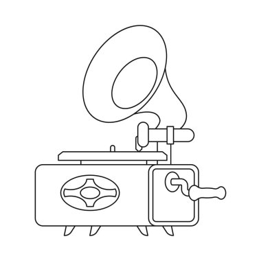 Gramofon ve müzik sembolüizole nesne. Stok için gramofon ve kayıt vektör simgesi koleksiyonu.